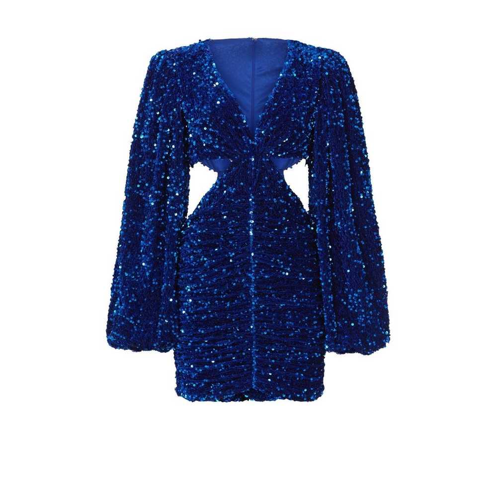 Line and Dot Valerie Blue Sequined V-Neck Cut Out… - image 6