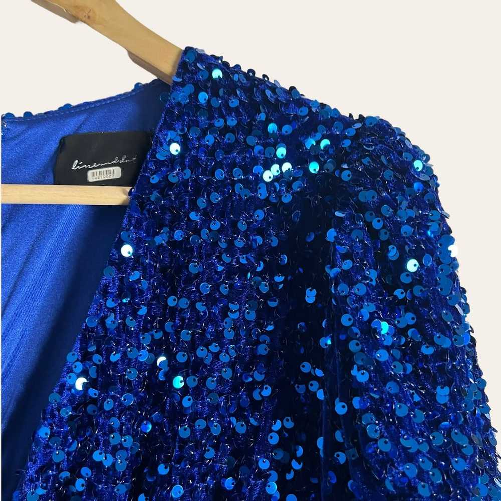 Line and Dot Valerie Blue Sequined V-Neck Cut Out… - image 7