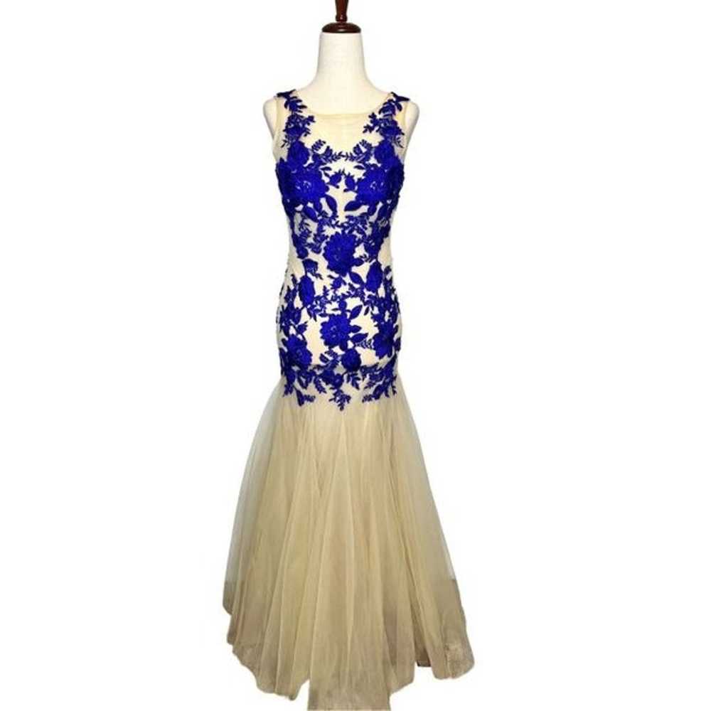 COLORS dress formal women’s 4 blue beige beaded l… - image 1