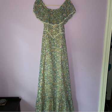 Camela of California S Maxi Dress 70s Ball Gown Bl