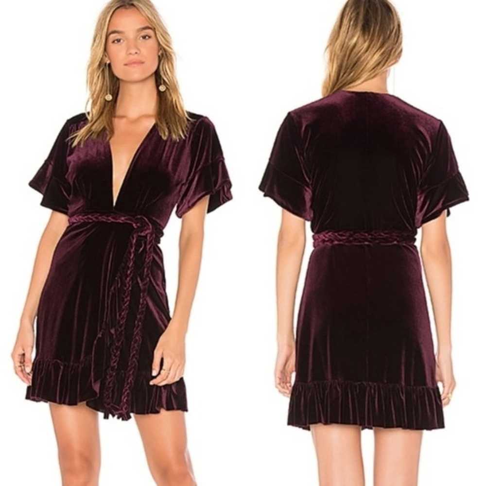 MISA Los Angeles Desma Dress Plum Velvet Wrap - image 1