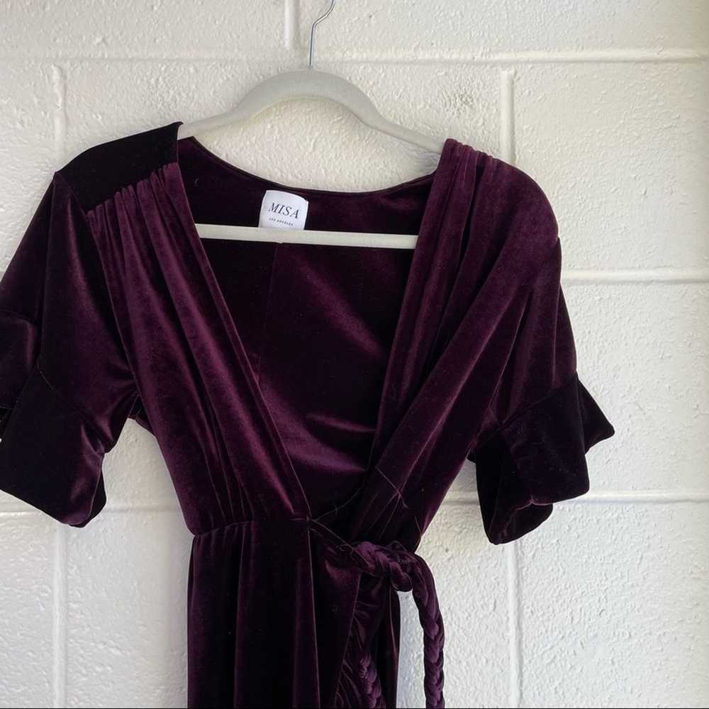 MISA Los Angeles Desma Dress Plum Velvet Wrap - image 5