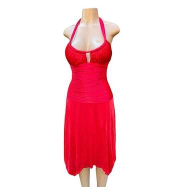 Vintage 90’s Cache Red Halter Cocktail Holiday Pa… - image 1