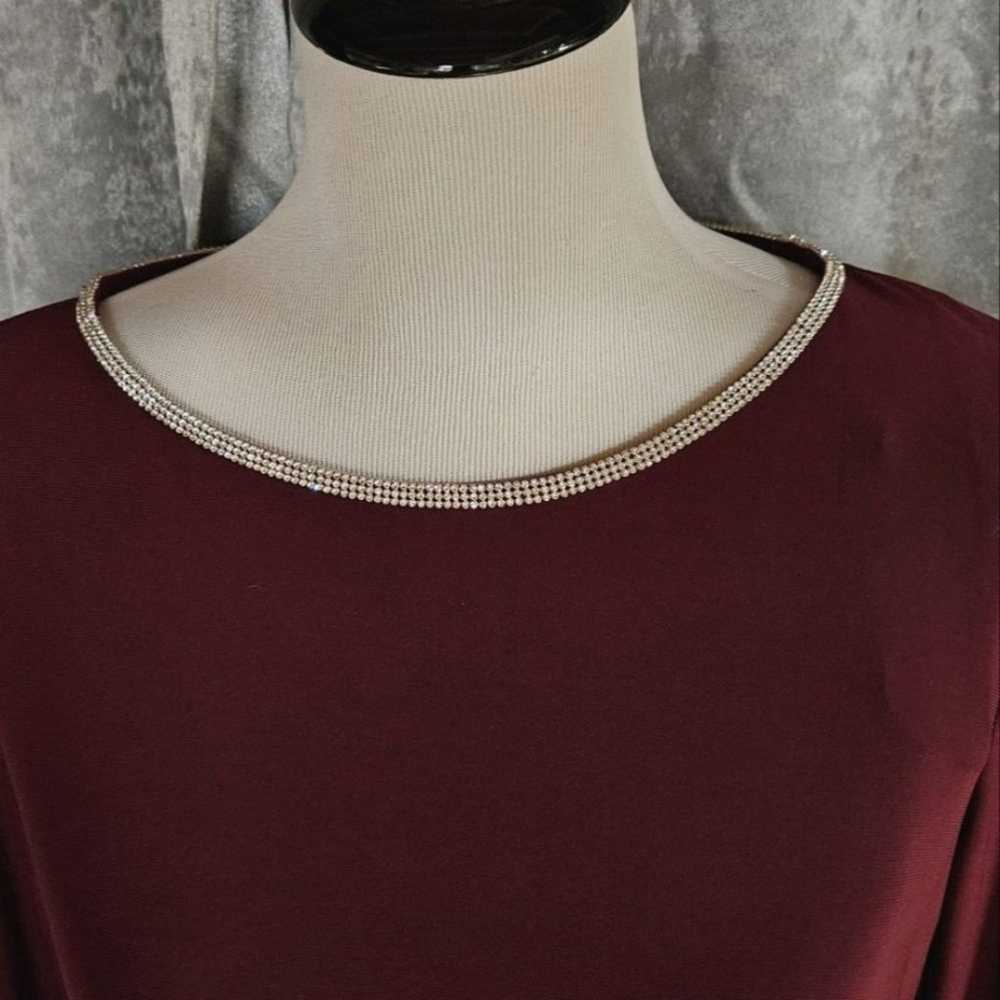 Badgley Mischka Burgundy Fit & Flare Rhinestone E… - image 4