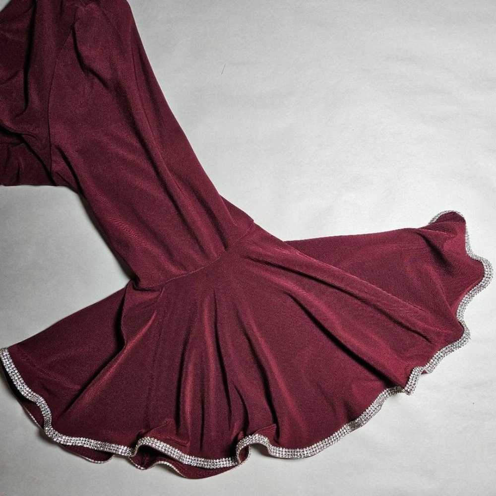 Badgley Mischka Burgundy Fit & Flare Rhinestone E… - image 6