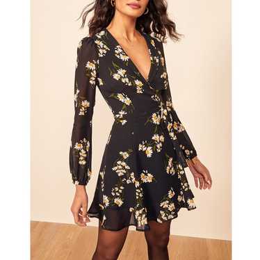 Reformation Malone Daisy Print Mini Wrap Dress