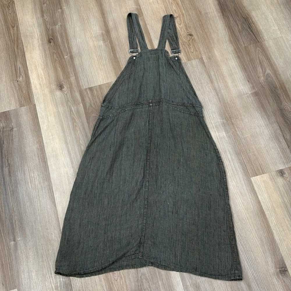 FLAX Vintage Linen Overalls Dress Linen Brown Mid… - image 10