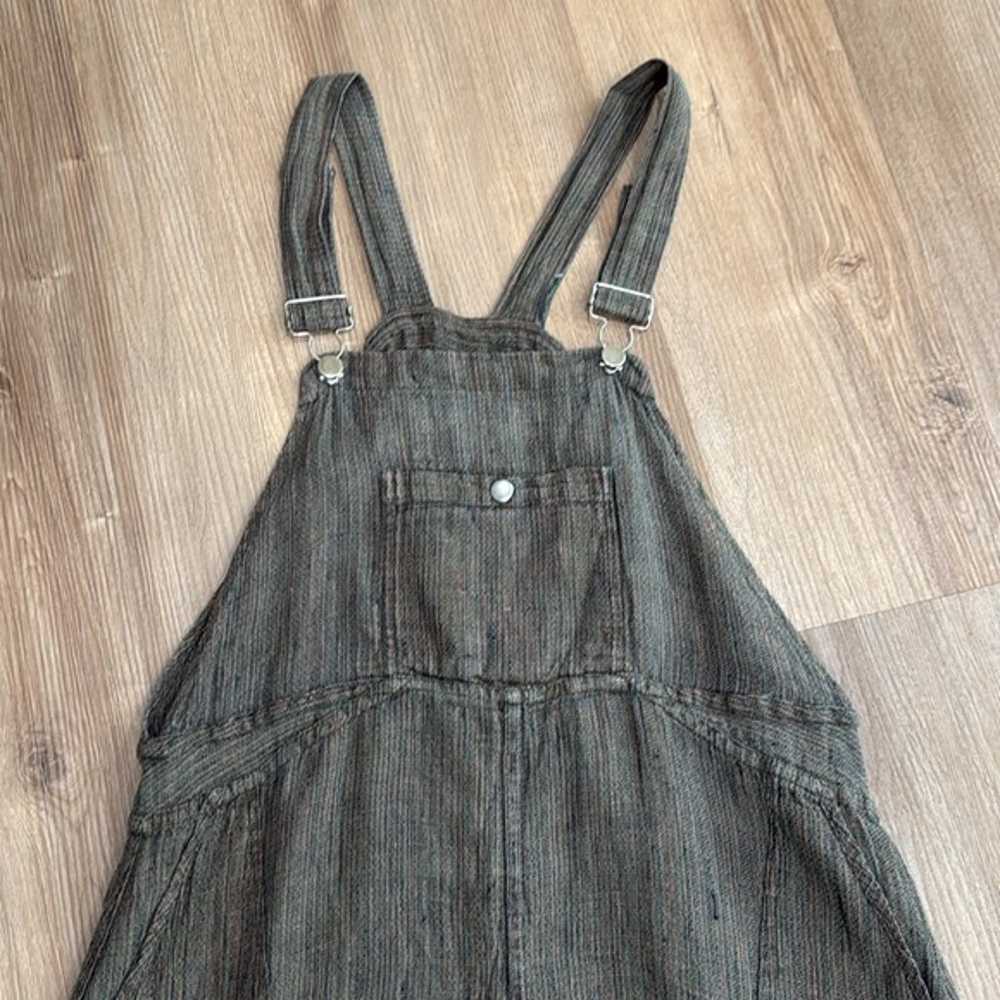 FLAX Vintage Linen Overalls Dress Linen Brown Mid… - image 11