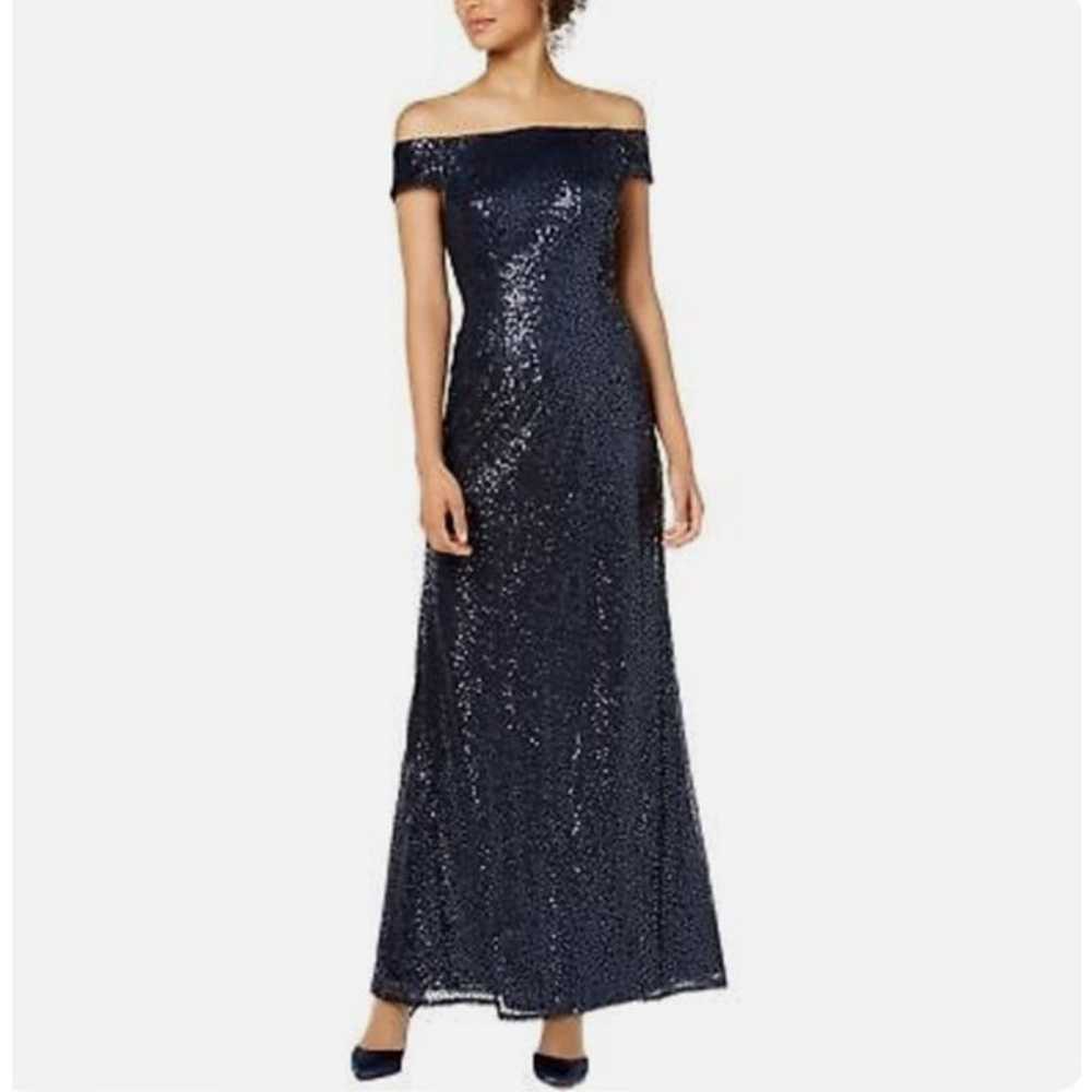 NWOT Adriana Papell Sequin Off The Shoulder Maxi … - image 1