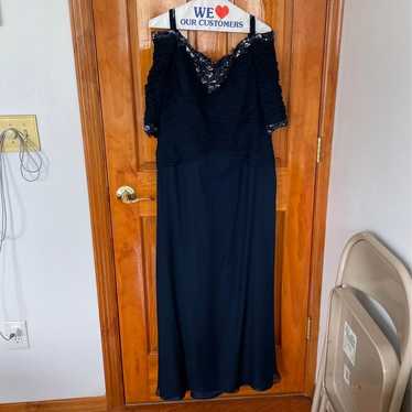 Navy Blue Off-the-Shoulder 3/4 Sleeve Gown - image 1