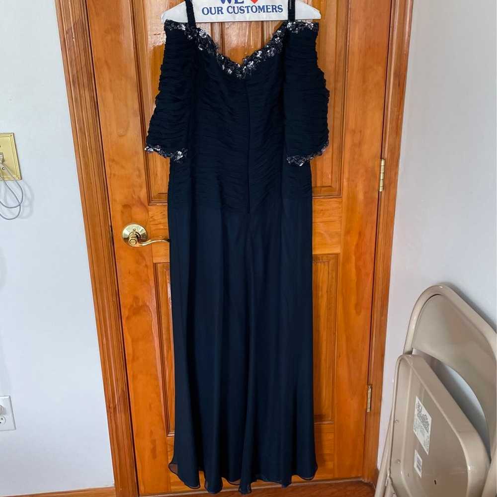 Navy Blue Off-the-Shoulder 3/4 Sleeve Gown - image 2