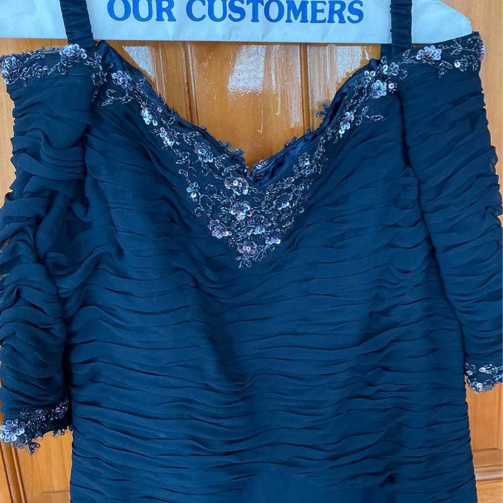 Navy Blue Off-the-Shoulder 3/4 Sleeve Gown - image 3