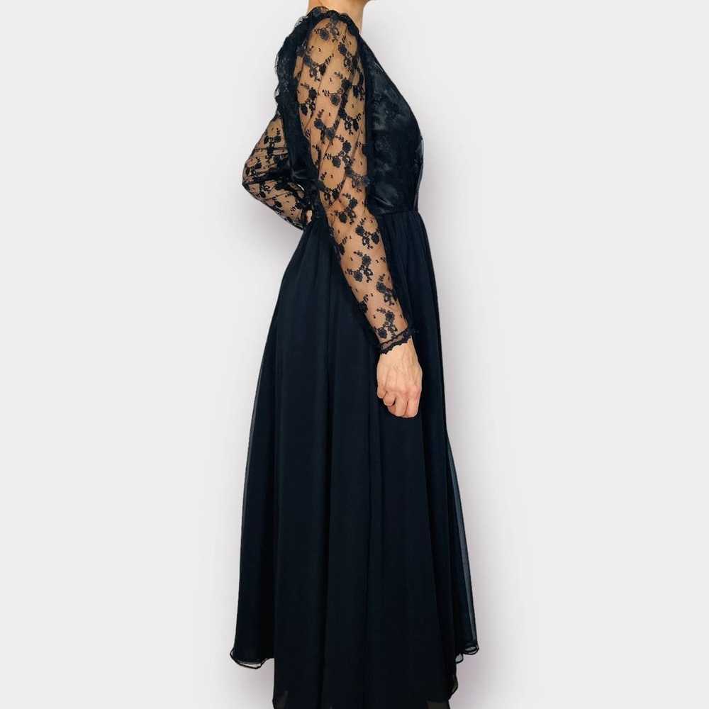 70s Dream Weavers Black Dress with Lace Sleeves - image 6