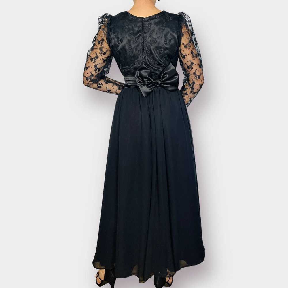 70s Dream Weavers Black Dress with Lace Sleeves - image 7