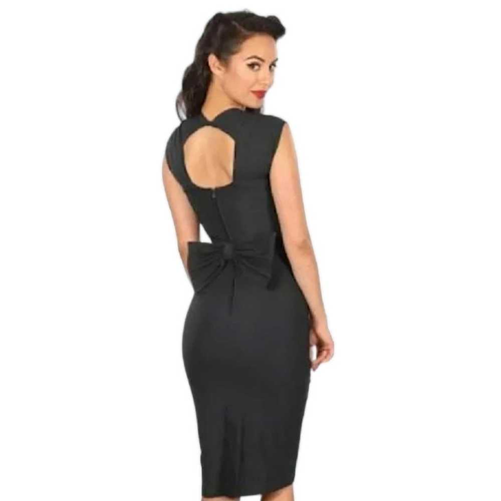 The 50s Pinup Love Bow Stretch Pencil Dress x Sto… - image 4