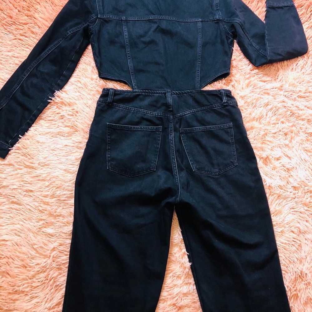 ZARA Full Length Cut Out TRF Denim Jumpsuit. Size… - image 8