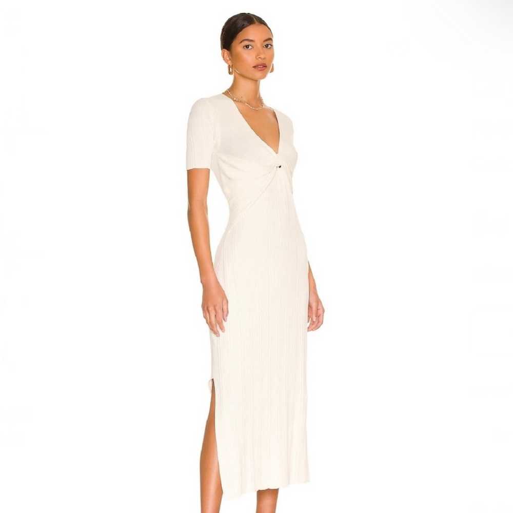 $378 FRAME REVOLVE BEIGE TWIST-FRONT RIBBED MIDI … - image 7