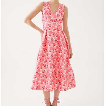 Exquise V-neck pink & white dress - image 1