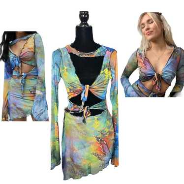 Jaded London Retro Sheer 90s Butterfly Cut Out Dr… - image 1