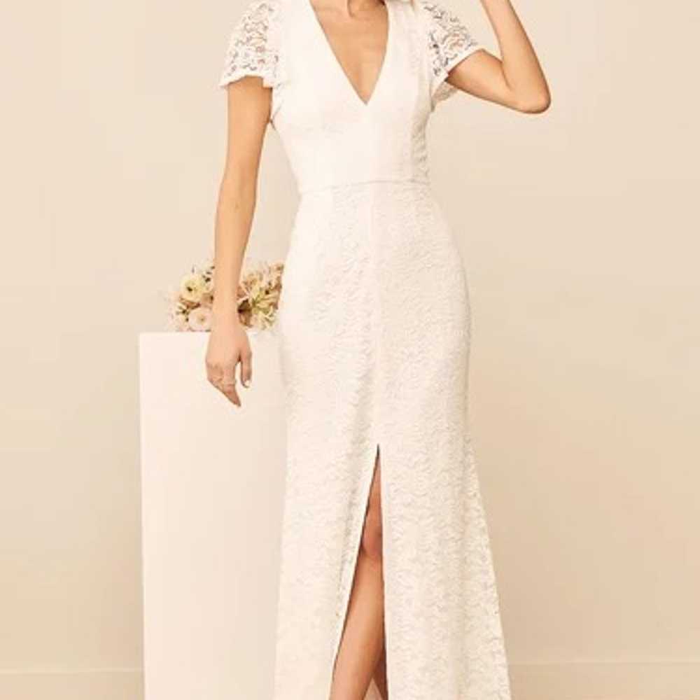 Your Hand in Mine White Lace Flutter Sleeve Maxi … - image 1