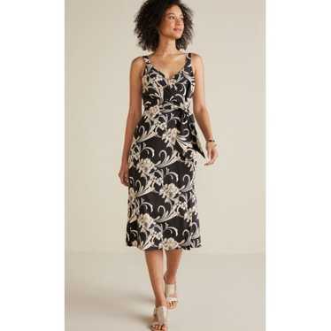 Soft Surroundings Isla Stretch Linen Floral Midi D