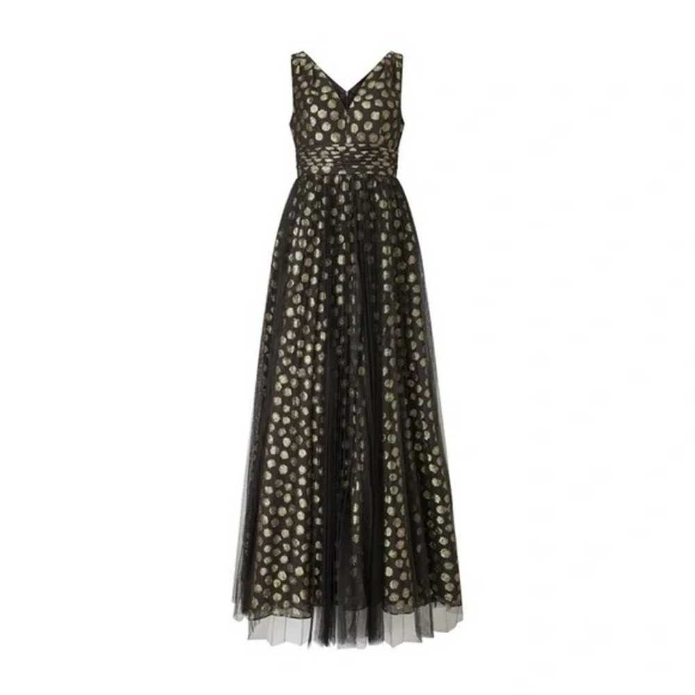 Adrianna Papell Black Gold Sleeveless Tulle Polka… - image 2