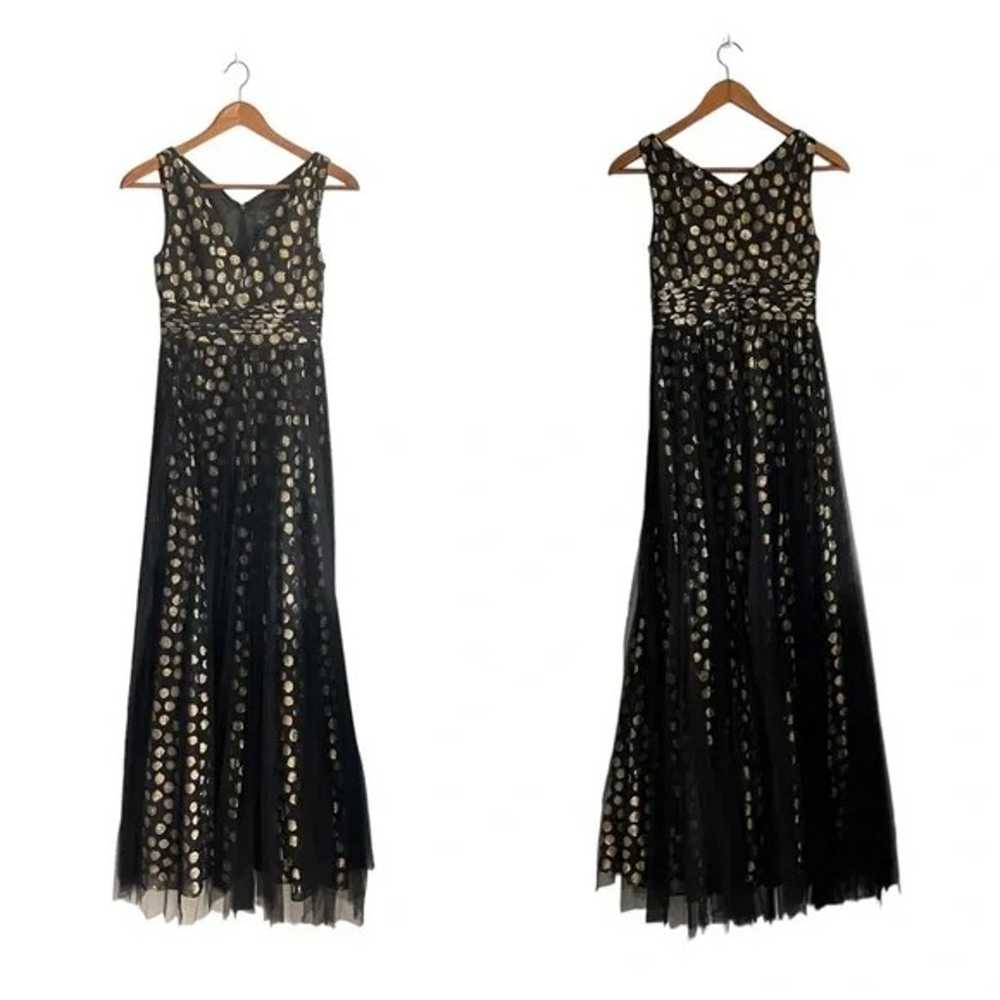 Adrianna Papell Black Gold Sleeveless Tulle Polka… - image 3