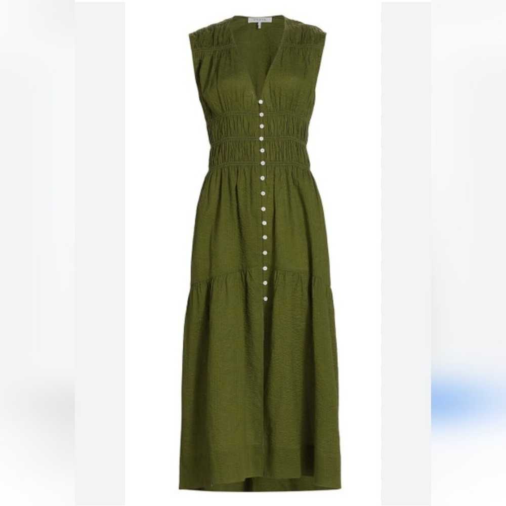 FRAME Ruched V-Neck Midi-Dress MSRP $ 458 - image 3