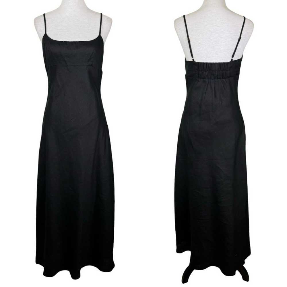 Dissh Lucia Sz. 6 Solid Black 100% Linen Strappy … - image 1