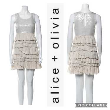 Alice + Olivia sequenced Cream Silk ruffled sleev… - image 1