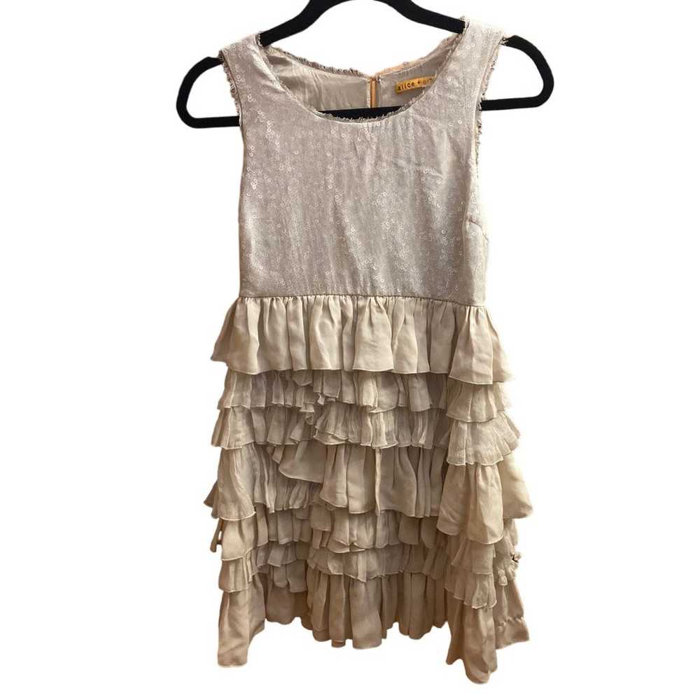 Alice + Olivia sequenced Cream Silk ruffled sleev… - image 2