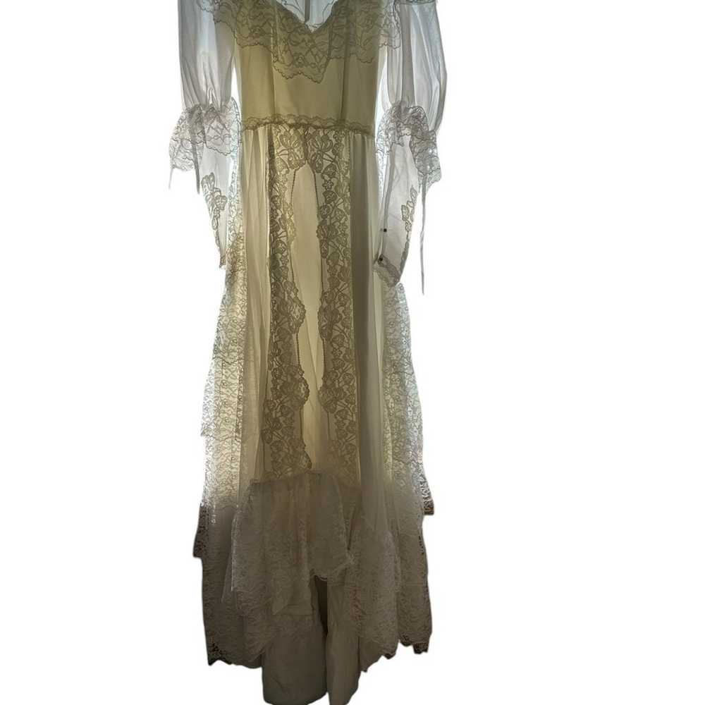 VTG 70s  Alfred Angelo  Wedding dress layered lac… - image 1