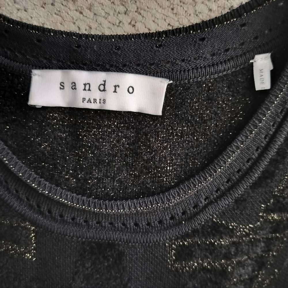 Sandro Paris Size 1 Small Black Textured Metallic… - image 3