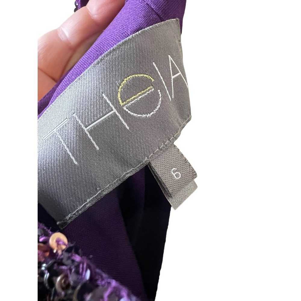 Theia purple Sequined Cocktail Dress 6 Open Back … - image 10