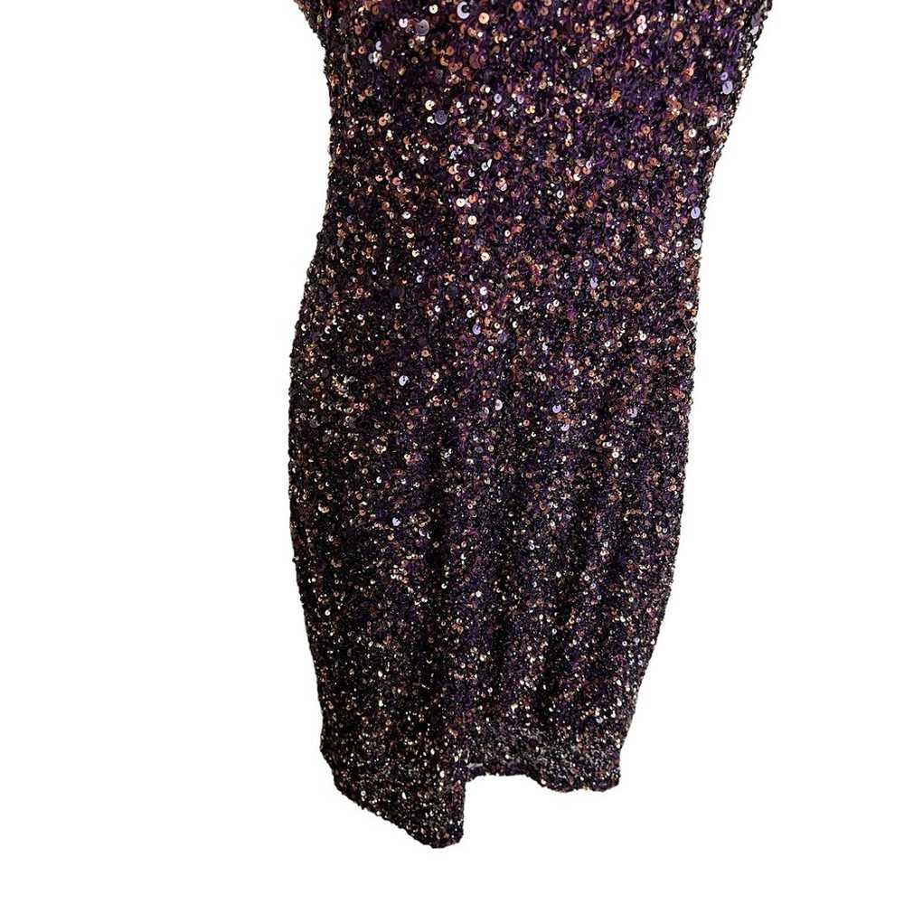 Theia purple Sequined Cocktail Dress 6 Open Back … - image 4