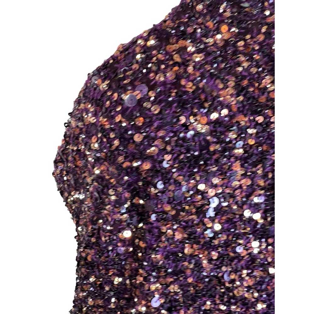 Theia purple Sequined Cocktail Dress 6 Open Back … - image 6