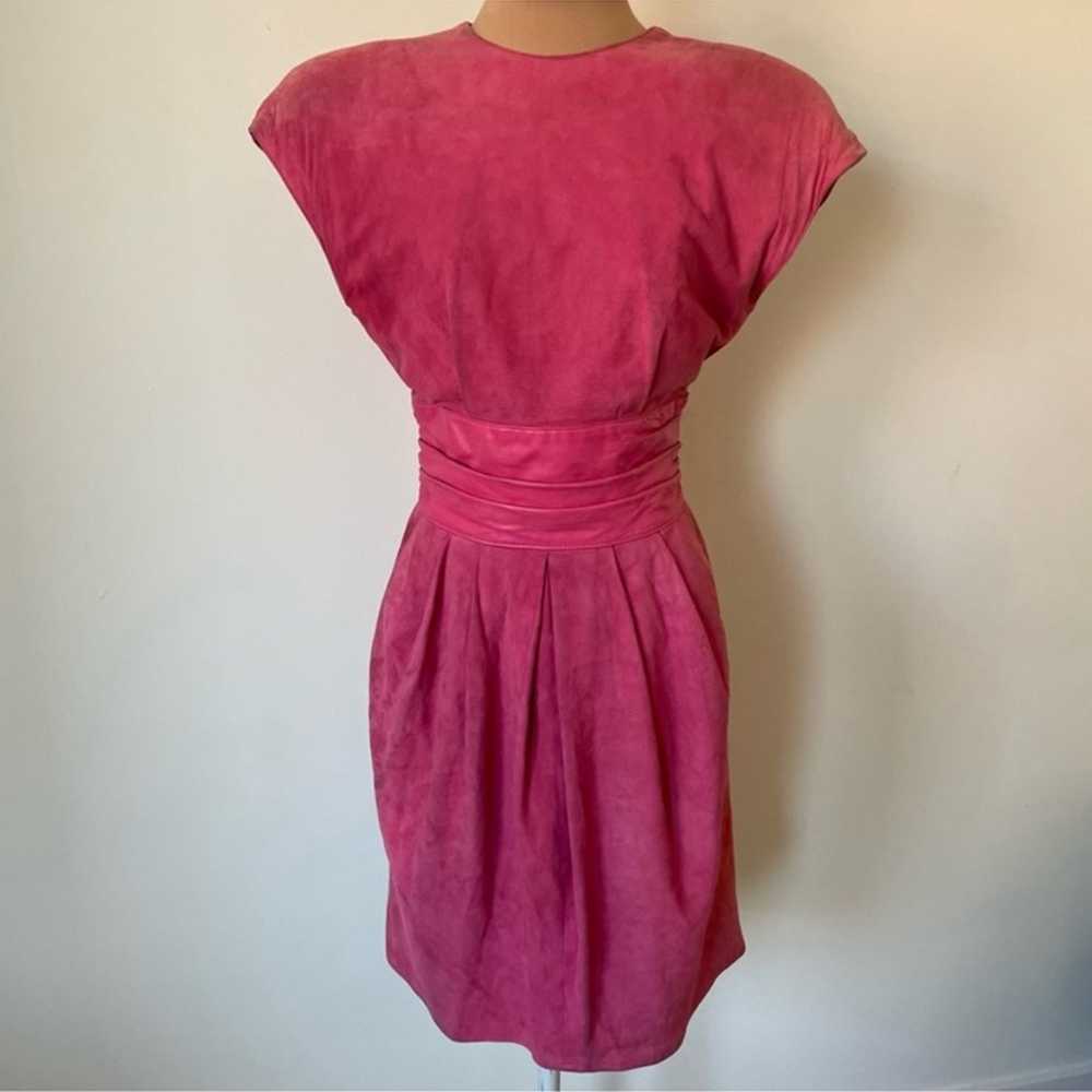 VAKKO Vintage 80s Suede Leather Waist Band Pink K… - image 1