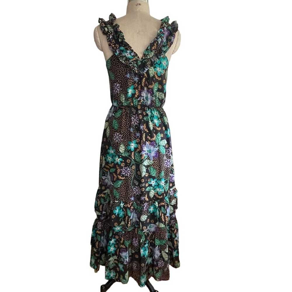 warm Charleston 100% Silk Maxi Dress in Black and… - image 7