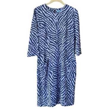 J. McLaughlin Navy Zebra Strip Catalina Cloth Lon… - image 1