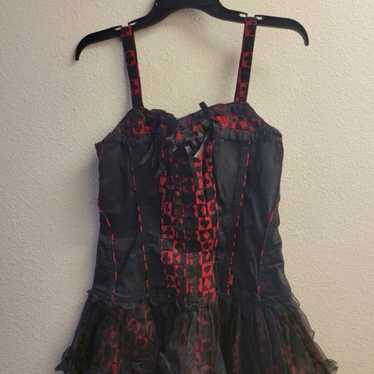 Mall Goth Tripp NYC Black and Pink Tulle Emo Dress outlet with Corset sides