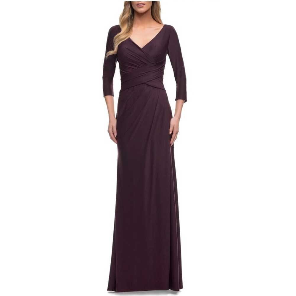 LA FEMME Ruched Bodice Sheath Gown - image 1