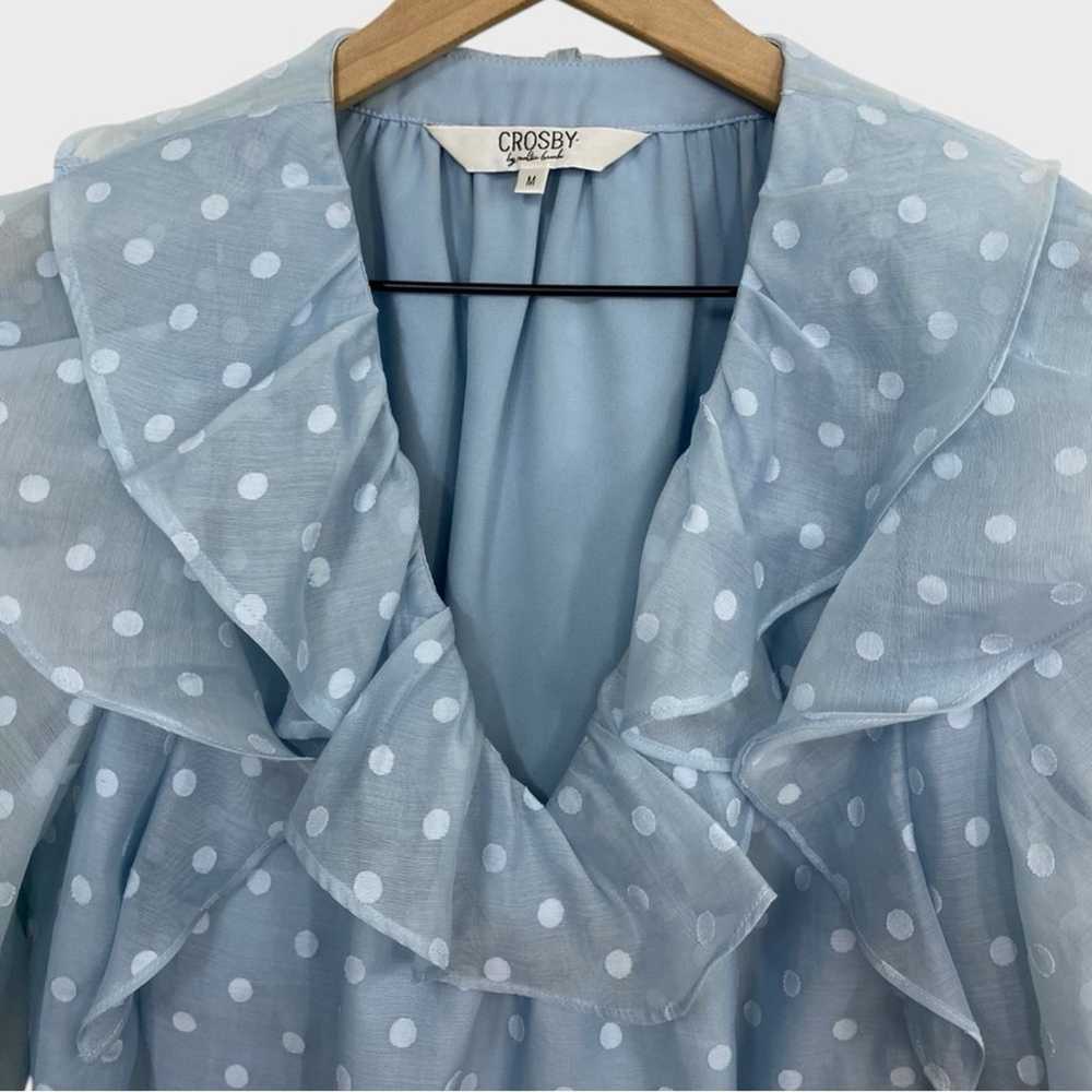 Crosby by Mollie Burch Light Blue Ruffle Chiffon … - image 3