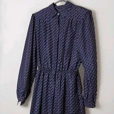 Anne Klein Polka Dot Navy Dress  Vintage Charm - image 1