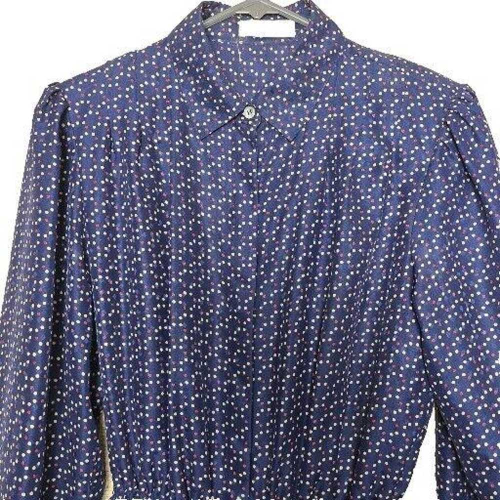 Anne Klein Polka Dot Navy Dress  Vintage Charm - image 2