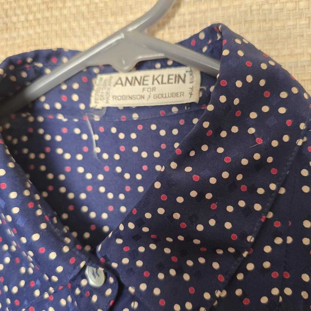 Anne Klein Polka Dot Navy Dress  Vintage Charm - image 3