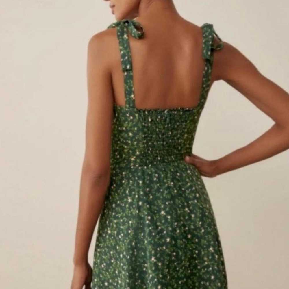 REFORMATION Niara Dress Green Floral Smocked Tie … - image 2