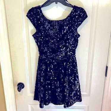 B Darlin black square sequin dress swing style