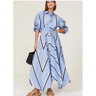 Tanya Taylor Dress Women 8 Blue Azaria Shirt Coll… - image 1