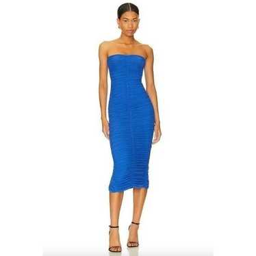 NOOKIE Zen Bodycon Ruched Midi Dress Periwinkle Bl