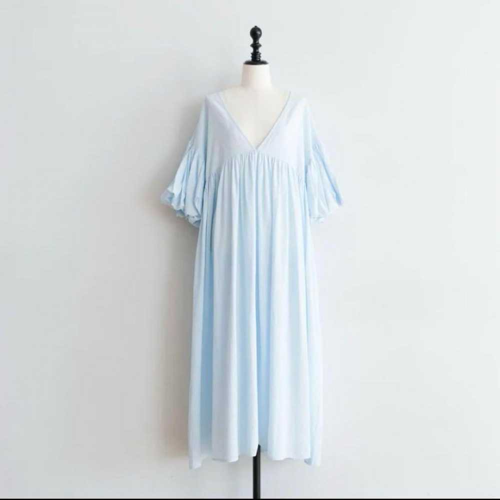 Cotton Gathered Puff Sleeve Dress - image 1